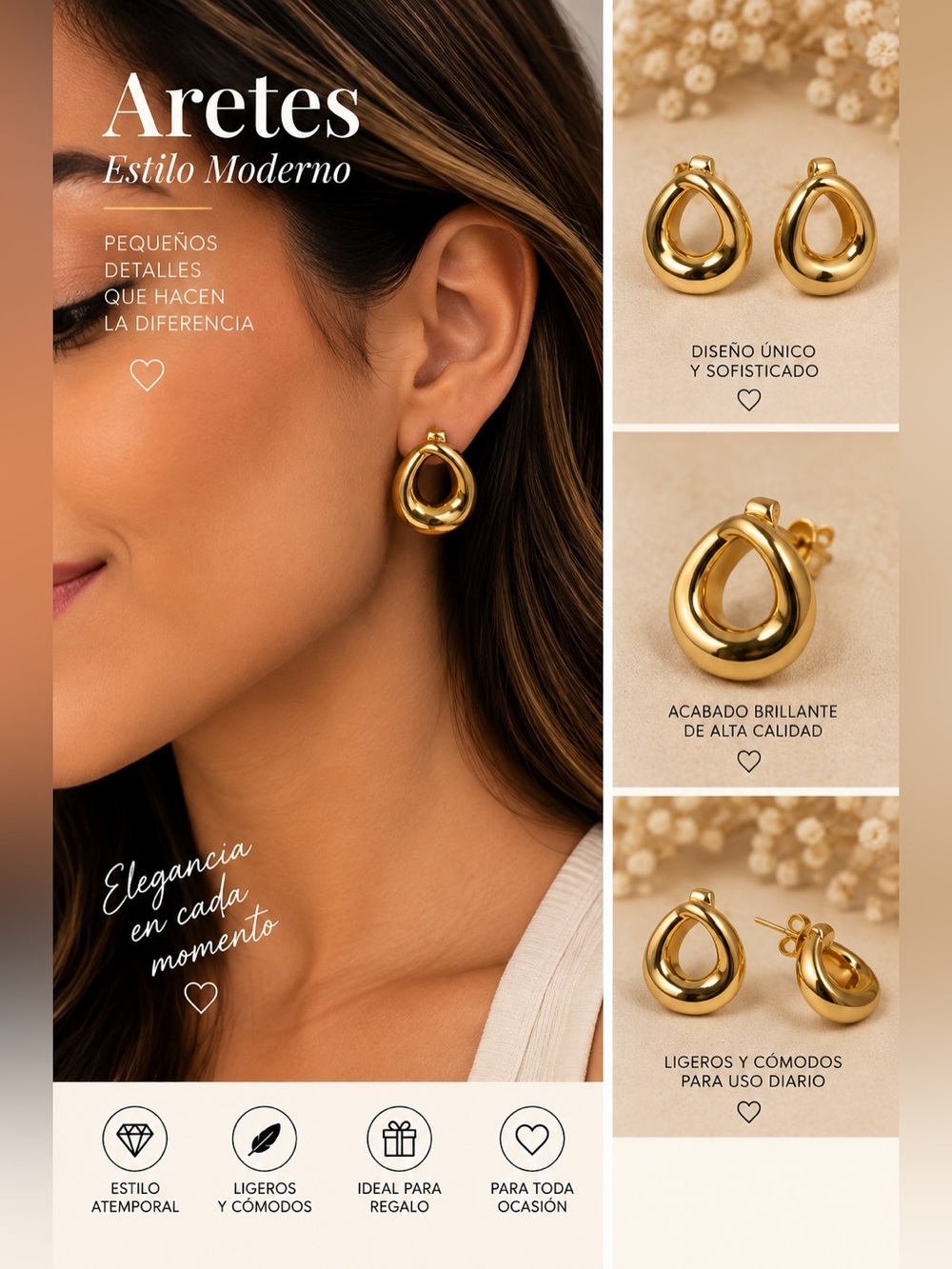 Gold Teardrop Hoop Earrings - Elegant Women’s Jewelry